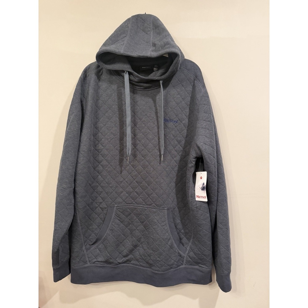 NEW Marmot Galen Hoodie Grey Blue Quilted XXL Outdoors Hiking